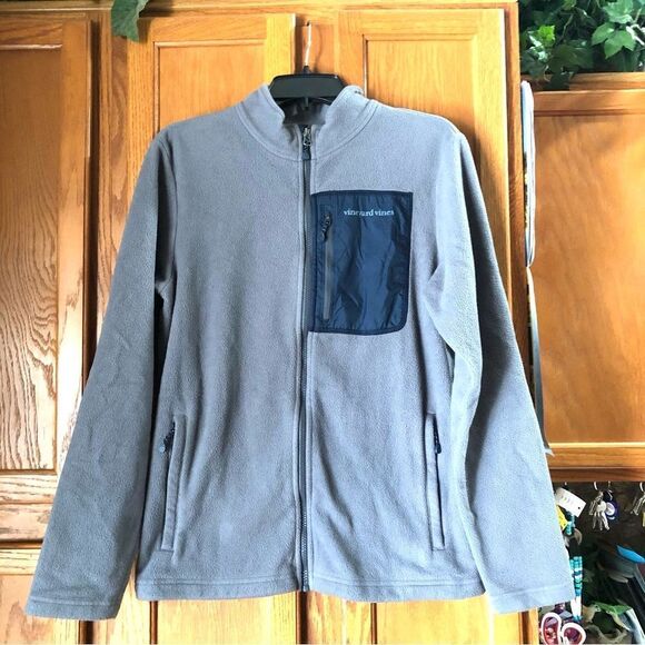 Vineyard Vines Gray Full Zip Fleece Jacket - S - Picture 1 of 13